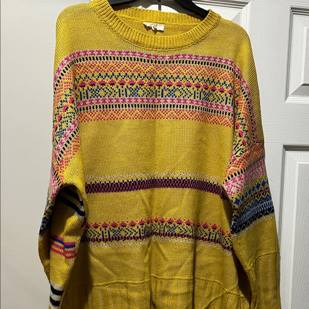 Easel Yellow Multicolor Patterned Sweater